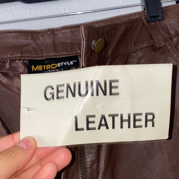 Metro style dark brown leather pants. - Picture 6 of 8